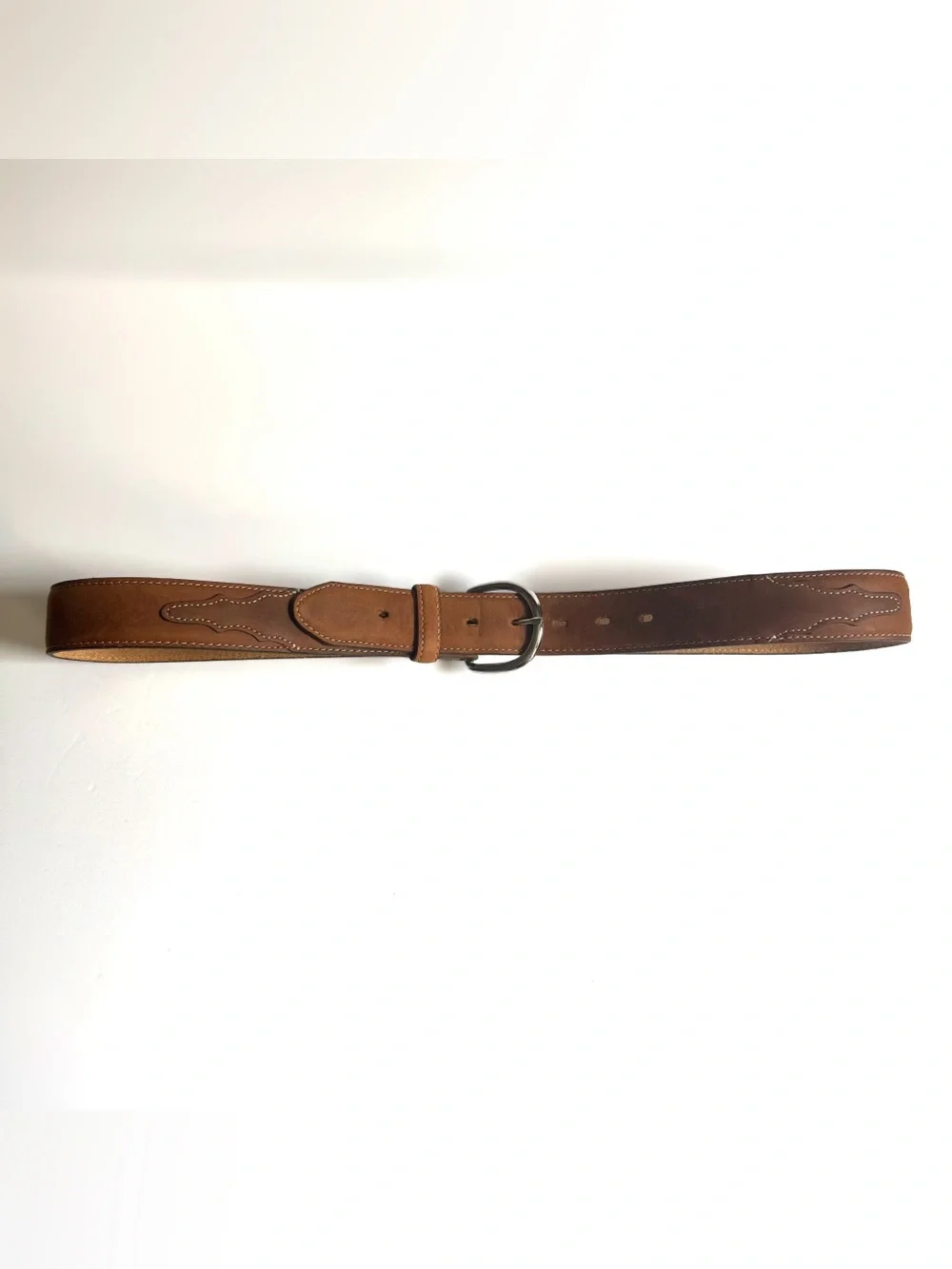 Justin Brown Top Grain Leather Western Cowboy Belt Made USA Mens Size 38 Ranch